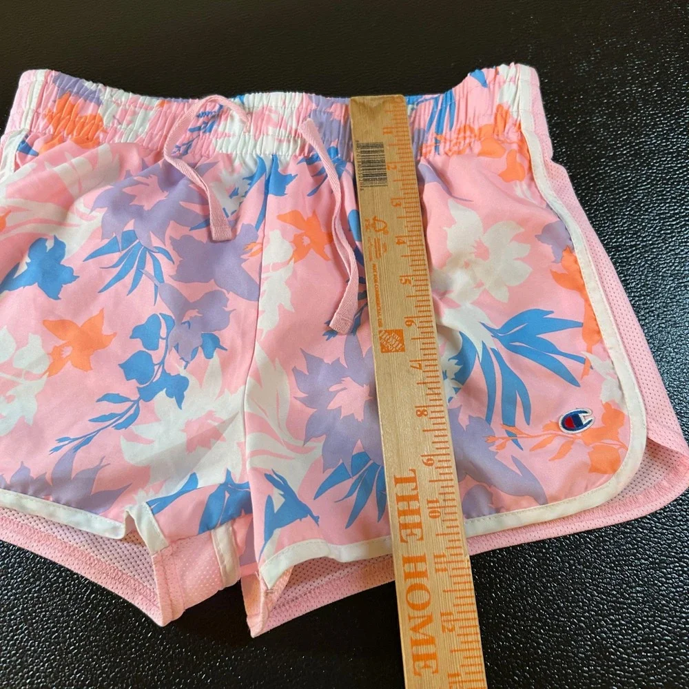 Champion Athletic Shorts Floral Print Drawstring Activewear Kids Girls Large 26